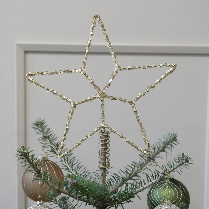 Chic Antique / Vánoční hvězda na stromeček Gold Sequins