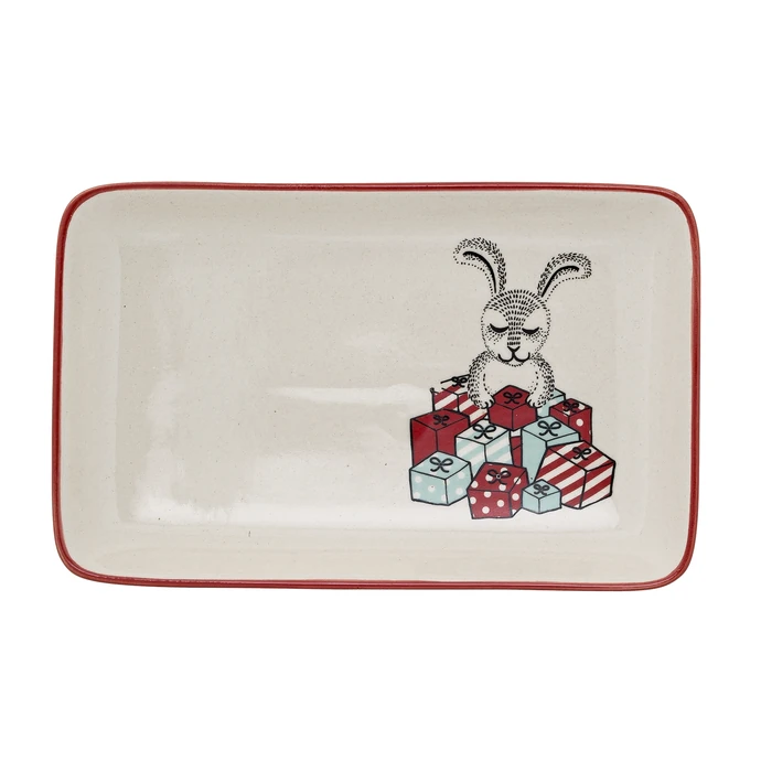 Bloomingville / Keramický tanierik Christmas Rabbit 19 cm