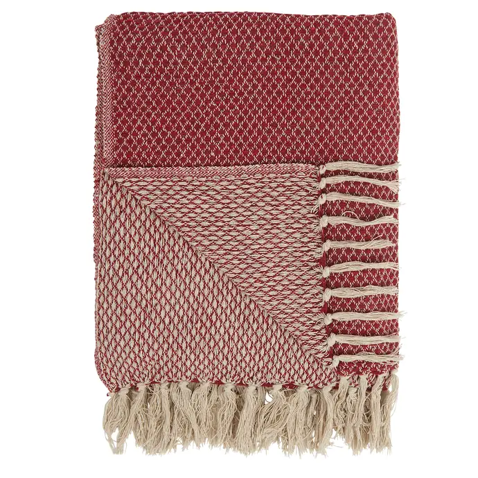 Ib Laursen / Bavlněný přehoz Cream & Red Pattern