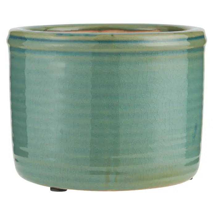 Ib Laursen / Keramický obal na kvetináč Grooves Green Small