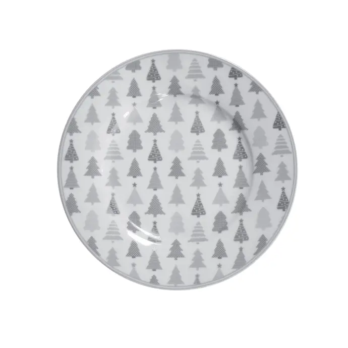 Krasilnikoff / Porcelánový dezertný tanier Christmas Trees 20 cm