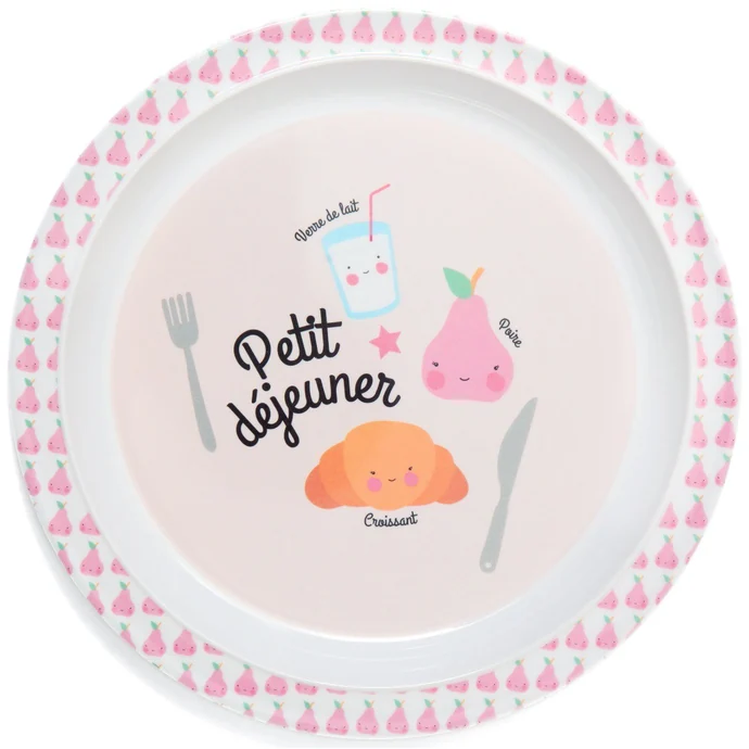 EEF lillemor / Dětský melaminový talířek Petit déjeuner Pink 21,5 cm