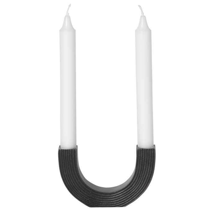ferm LIVING / Dizajnový mosadzný svietnik na dve sviečky Arch Black