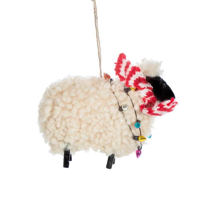sass & belle / Vlnená vianočná ozdoba Sheep in Scarf