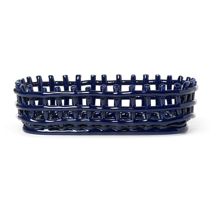 ferm LIVING / Keramický koš Oval Blue