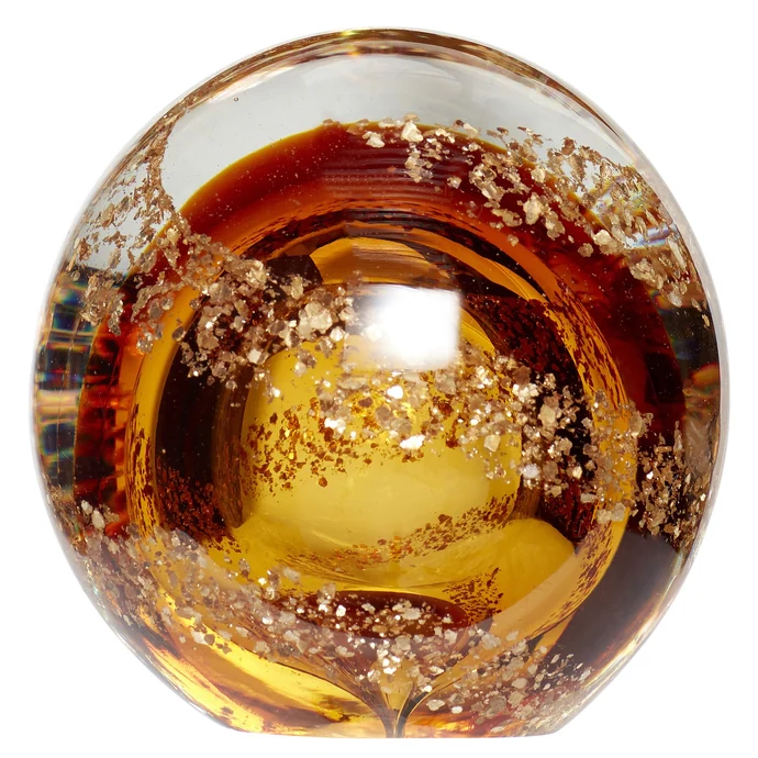 Hübsch / Sklenené ťažítko Gold & Brown Glass