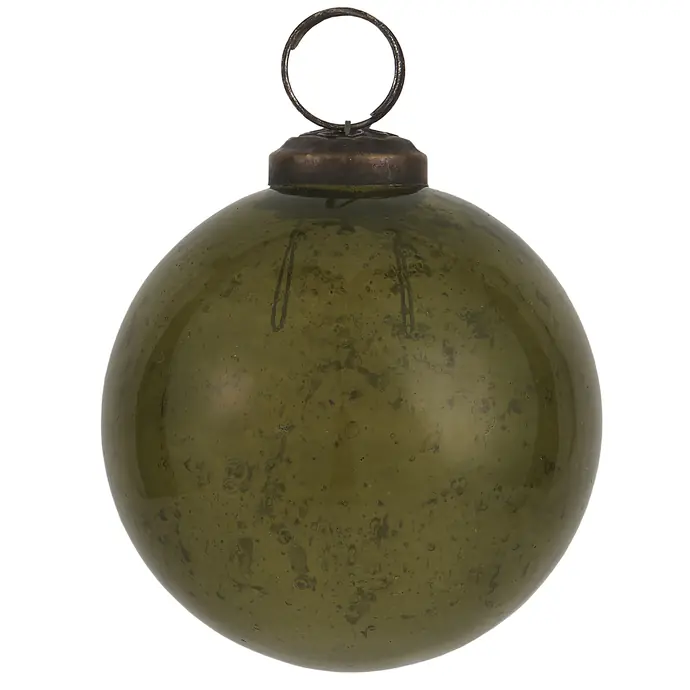 Ib Laursen / Vianočná ozdoba Pebbled Glass Olive 8cm