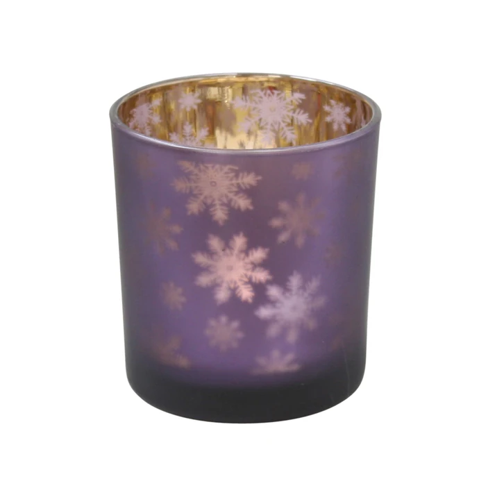 Krasilnikoff / Skleněný svícen Snow Flake Purple