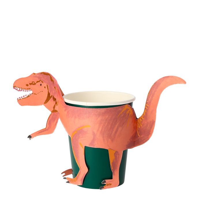 Meri Meri / Papierové poháriky Dinosaur T-Rex 256 ml - set 8 ks