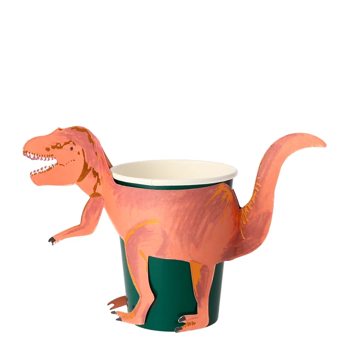 Meri Meri / Papírové kelímky Dinosaur T-Rex 256 ml - set 8 ks