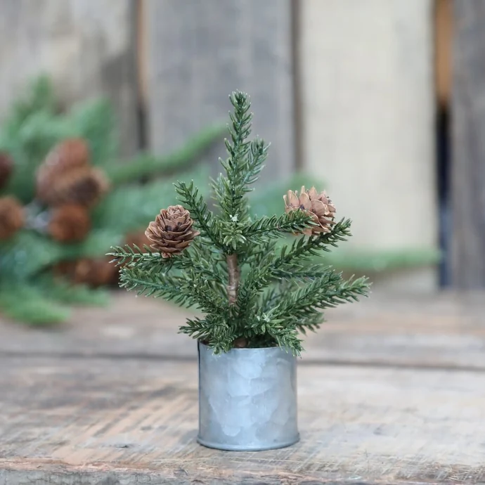 Chic Antique / Dekorativní stromeček Pine Tree Zinc Pot 16 cm
