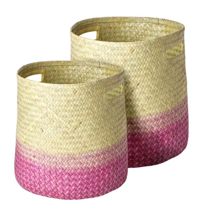 rice / Úložný proplétaný koš Raffia Gradiant Pink