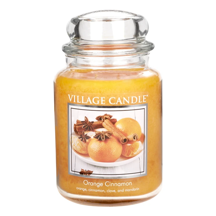 VILLAGE CANDLE / Sviečka v skle Orange Cinnamon - veľká