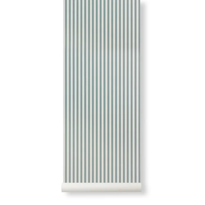 Ferm Living / Tapeta Thin Lines Dusty Blue/Off White