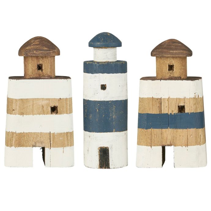 IB LAURSEN / Drevená dekorácia Lighthouse Nautico Natural/Blue/White