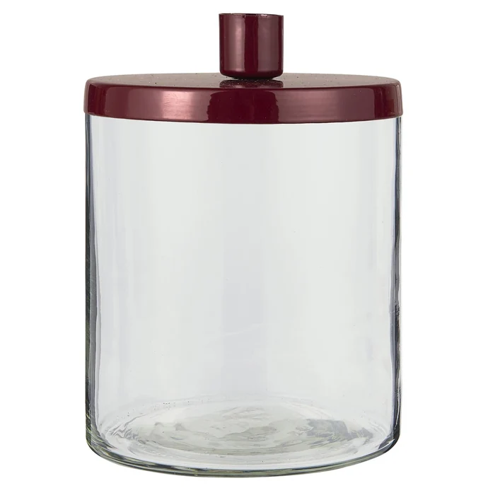 IB LAURSEN / Kovový svietnik s úložnou sklenenou nádobou Red 16,5 cm