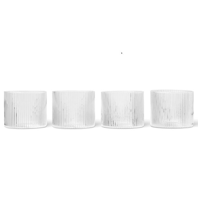 ferm LIVING / Skleničky Ripple Low Clear 250 ml - set 4 ks
