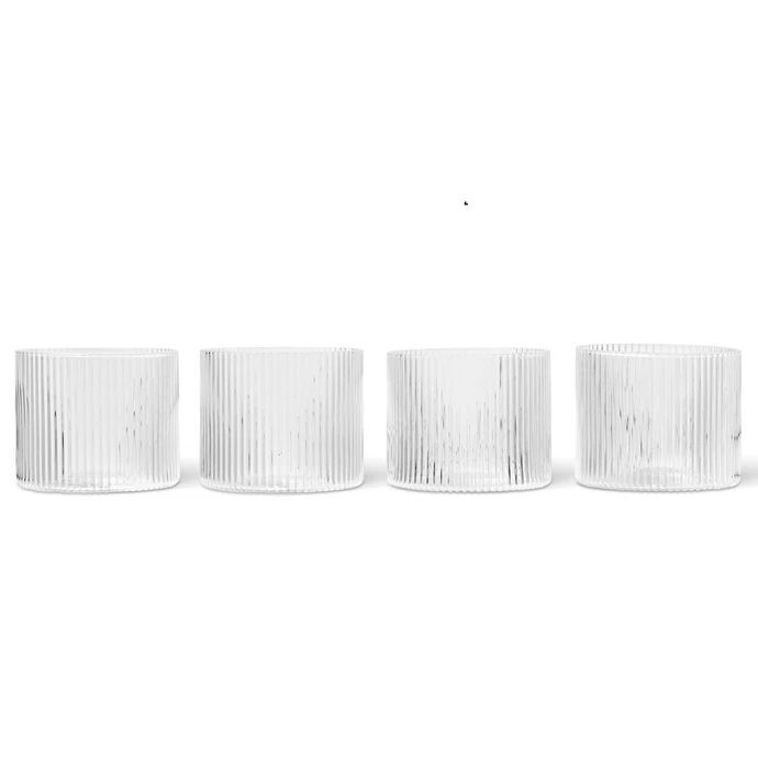Ferm Living / Skleničky Ripple Low Clear 200 ml – set 4 ks