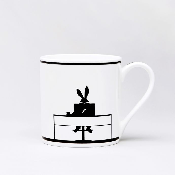HAM / Porcelánový hrnek s králíkem Working Rabbit 300 ml