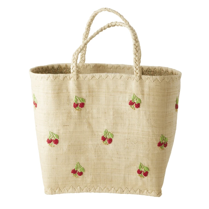 rice / Ručně pletená nákupní taška Red Flowers Large