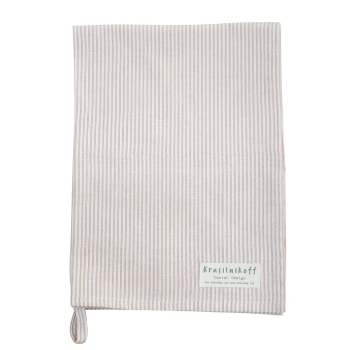 Krasilnikoff / Bavlněná utěrka Thin Stripes Dusty Rose