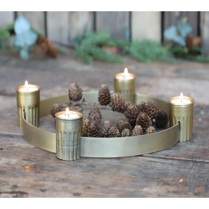 Chic Antique / Adventní svícen Antique Brass Tealight 33,5 cm