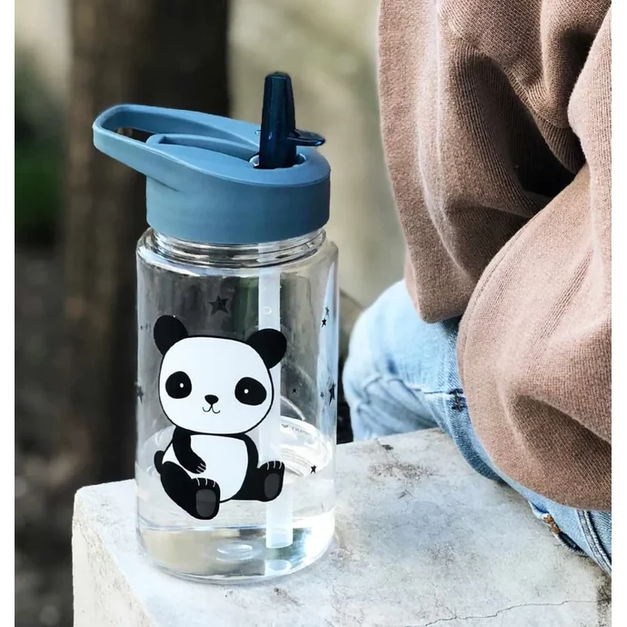 A Little Lovely Company / Dětská lahev s brčkem Panda 450ml