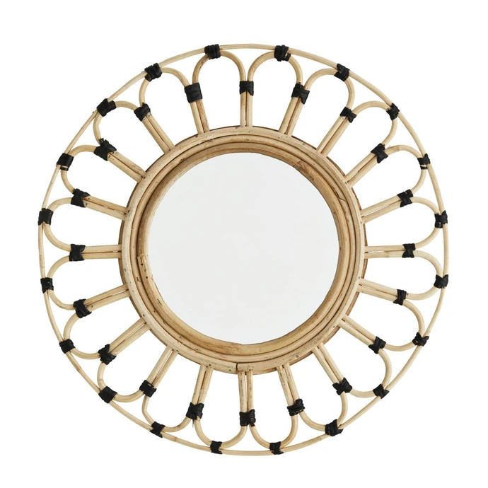 MADAM STOLTZ / Kulaté zrcadlo s dekorativním rámem Round Bamboo Frame