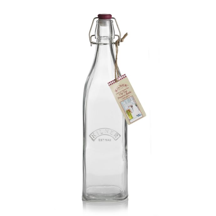 KILNER / Hranatá lahev s klipem 1 l