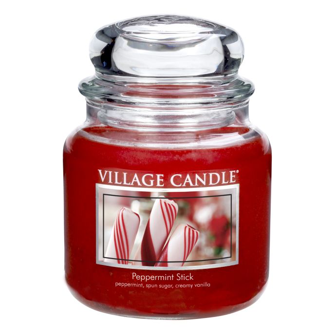VILLAGE CANDLE / Sviečka v skle Peppermint Stick - stredná