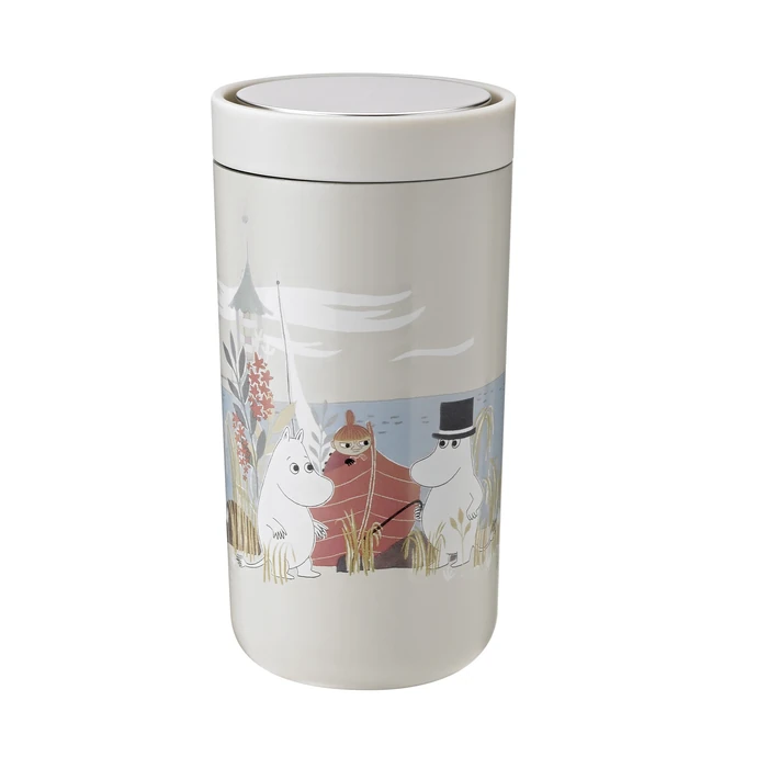 Stelton / Nerezový termohrnek To Go Click Light Grey Moomin 200 ml