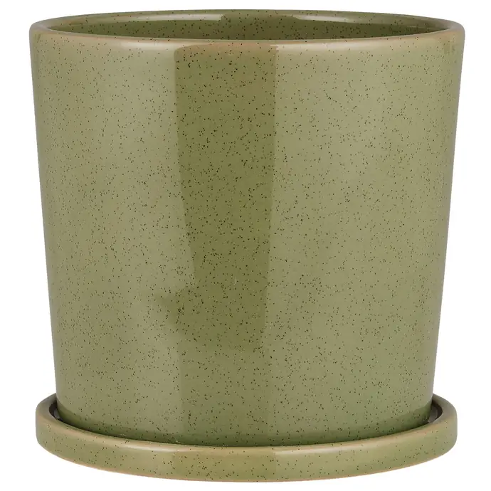 Ib Laursen / Kameninový květináč s podmiskou Saga Green 14 cm