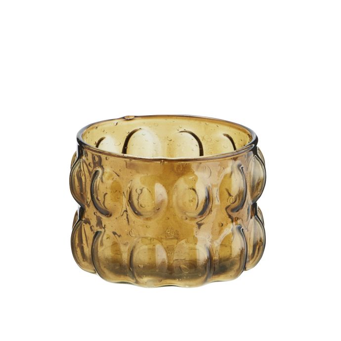 MADAM STOLTZ / Sklenený svietniček Bubbles Amber 10 cm
