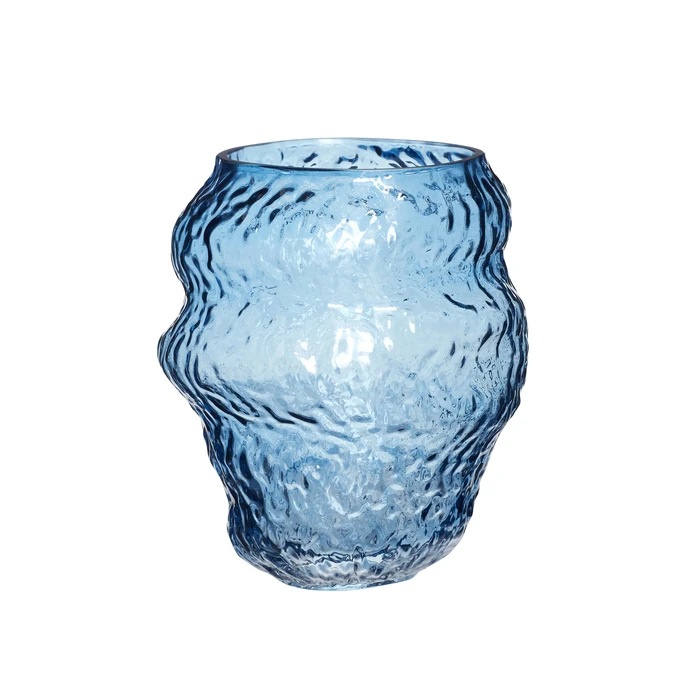 Hübsch / Skleněná váza Blue Asymmetric 18cm
