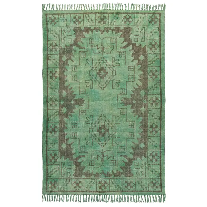 IB LAURSEN / Bavlnený koberec Black/green 120x180