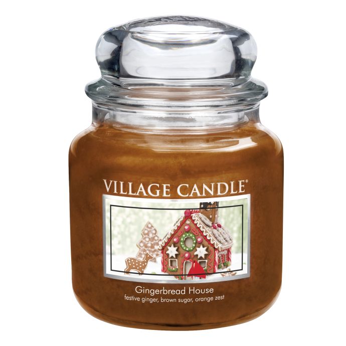 VILLAGE CANDLE / Sviečka v skle Gingerbread House - stredná