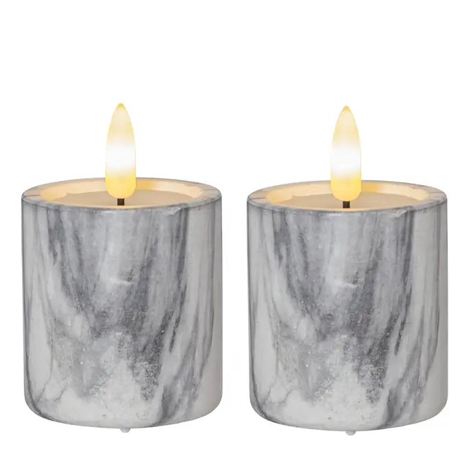 STAR TRADING / Sviečka LED Flamme Marble Grey - Set 2 ks