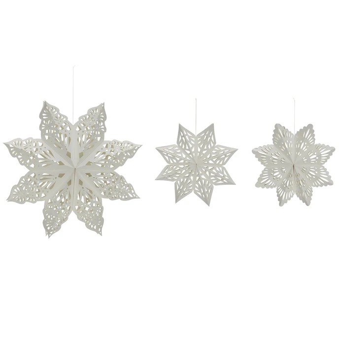 House Doctor / Papírová vánoční dekorace Lehlo Snowflake White – set 3 ks
