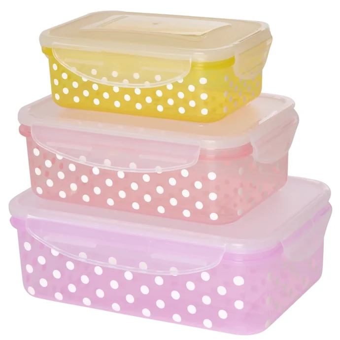 rice / Plastové krabičky na potraviny Dots - set 3 ks
