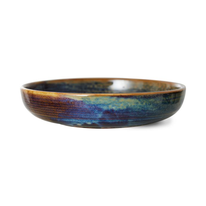HK living / Hlboký keramický tanier Rustic Blue 19 cm