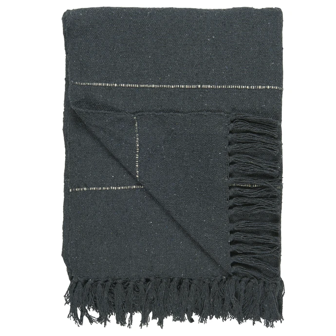 Ib Laursen / Bavlnený prehoz Stripes Anthracite/Cream 130x160cm