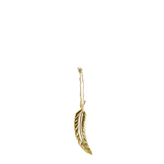 MADAM STOLTZ / Porcelánová ozdoba Gold Feather 10,5 cm