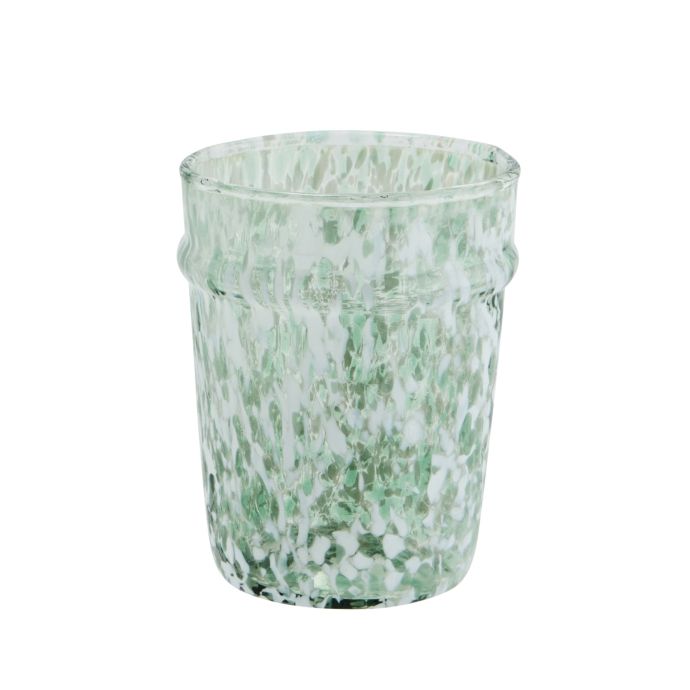 MADAM STOLTZ / Sklenice na vodu z brokového skla White/Green 200 ml