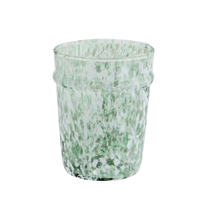 MADAM STOLTZ / Pohár na vodu z brokového skla White/Green 200 ml