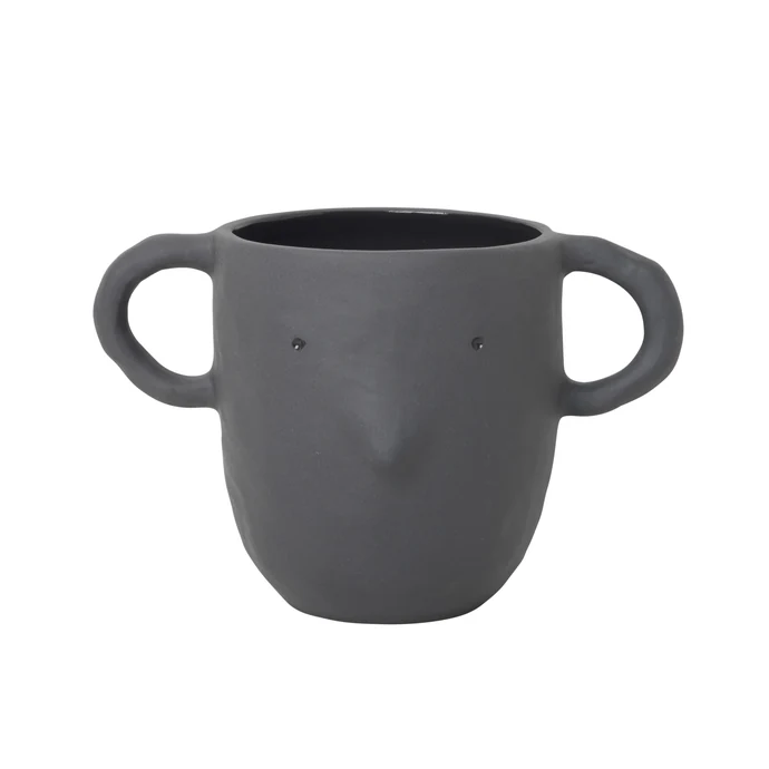Ferm Living / Keramický obal na květináč Mus Plant Pot Dark Grey Large