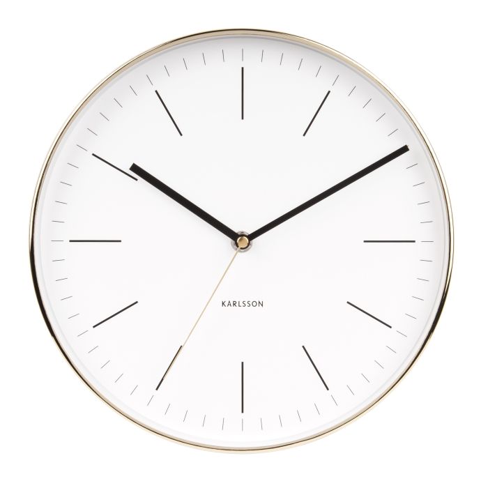 Karlsson / Nástěnné hodiny Minimal White Gold