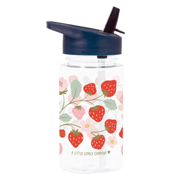 A Little Lovely Company / Dětská lahev s brčkem Strawberries 450 ml