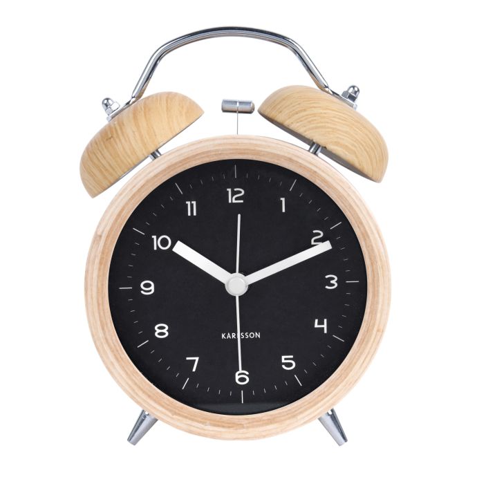Karlsson / Diazajnový budík Classic Bell Wood/Black