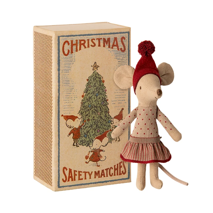 Maileg / Vánoční myška v krabičce od sirek Big sister