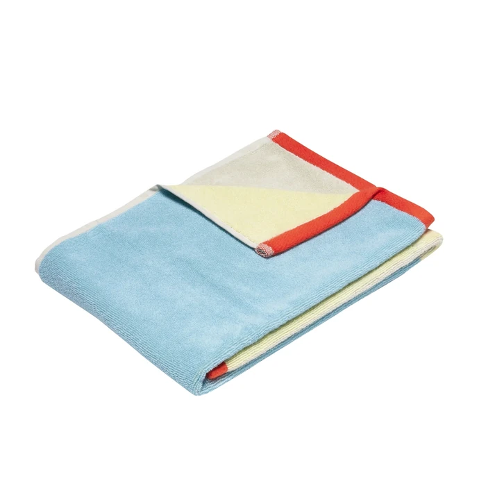 Hübsch / Bavlněný ručník Block Light blue/Multicolour 50 x 100 cm
